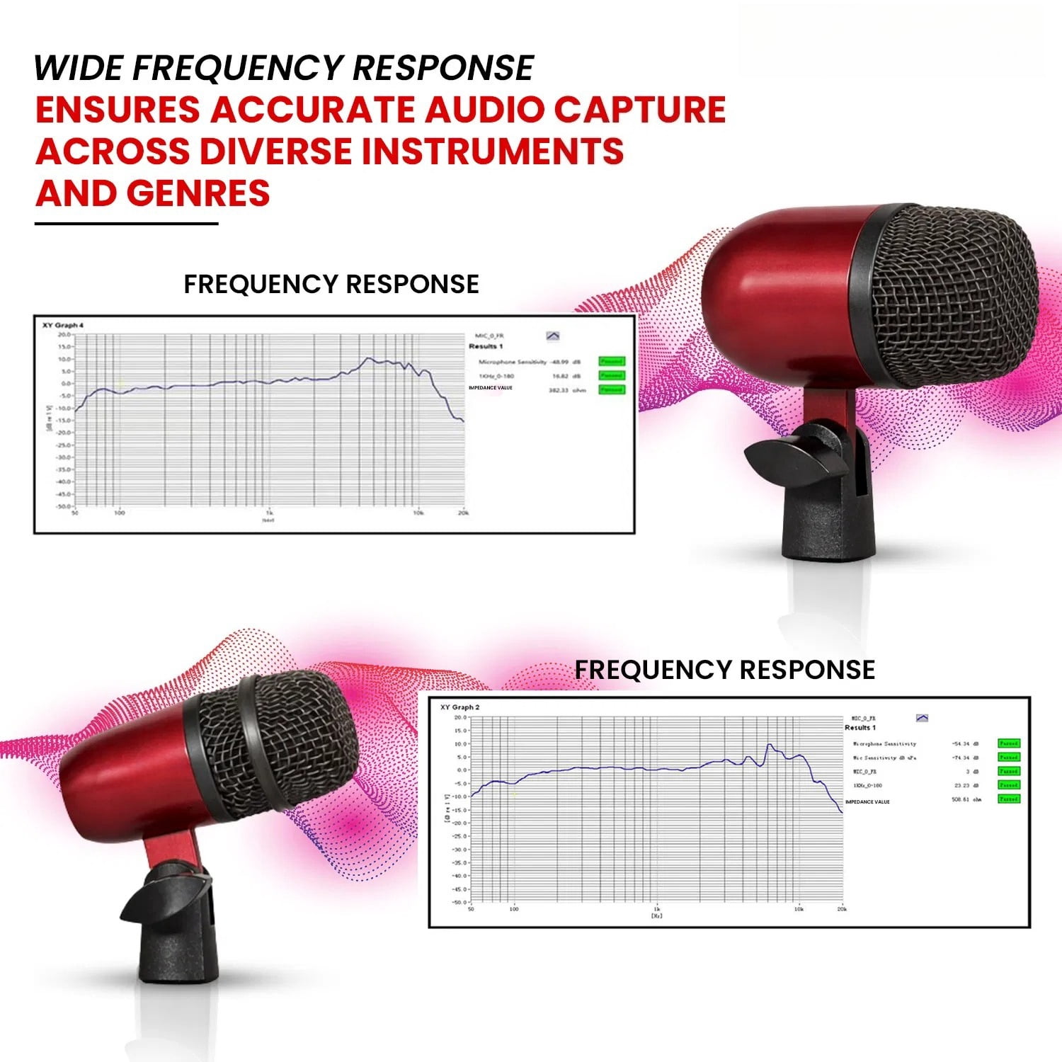 Bass Microphone, Portable Microphone, Clip-on Microphone, with Desktop Stand and XLR Interface, Suitable for Recording Studios and Concerts