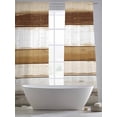 thumbnail image 5 of Brown Wood Grain Sheer Curtains 96 Inch Length 2 Panels Set, Vintage Country Geometric Striped Voile Window Treatment Semi Sheer Long Curtains Drapes for Bedroom/Living Room/Kitchen 52"x96"x2, 5 of 7