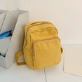thumbnail image 3 of Canvas Square Backpack, Mini Casual Backpack, Solid Color Schoolbag for College Work Travel, Yellow, 3 of 10