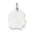 thumbnail image 1 of 14K White Gold Plain Medium Facing Right Engravable Girl Charm, 1 of 1