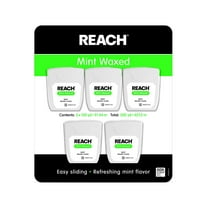 Johnson & Johnson Reach Mint Waxed Dental Floss 100 yd Each- 5 Pack