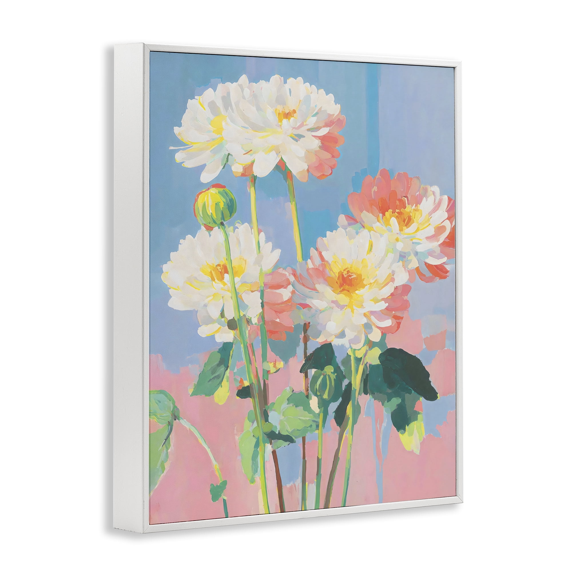Stupell Industries Colorful Chrysanthemum Impressions White Framed Giclee Art, design by Sisi and Seb