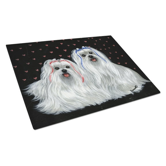 Carolines Treasures PPP3263LCB Maltese Sweethearts Glass Cutting Board Large, 12H x 16W, multicolor