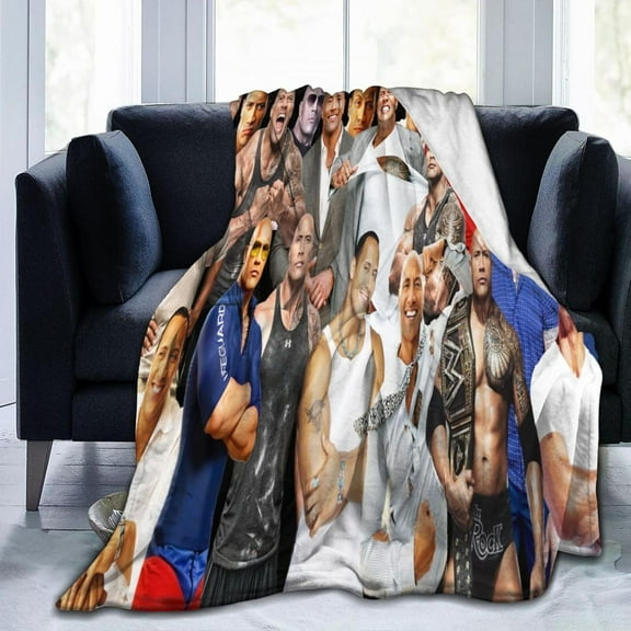 Dwayne Douglas Johnson Blanket Soft and Warm Lightweight Fluffy Throws Blankets Rug Carpet Gift for Beach Yoga Bedroom Living Room Decoration Sofa Camping Trip Dorm Decor All Season