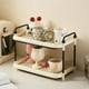 thumbnail image 1 of Soporte acrílico de 2 niveles para tazas de café, expositor de tazas, organizador de tazas, estante para tazas, organizador de barra de café, estante para tazas, para gabinete, cocina y hogar., 1 of 6