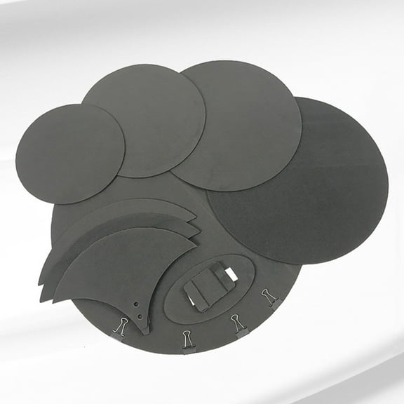 LOLIPPYY 8-Piece Black Foam Drum Practice Pad Set with Noise Reduction, Lightweight Drumming Accessory Kit for Quiet Practice