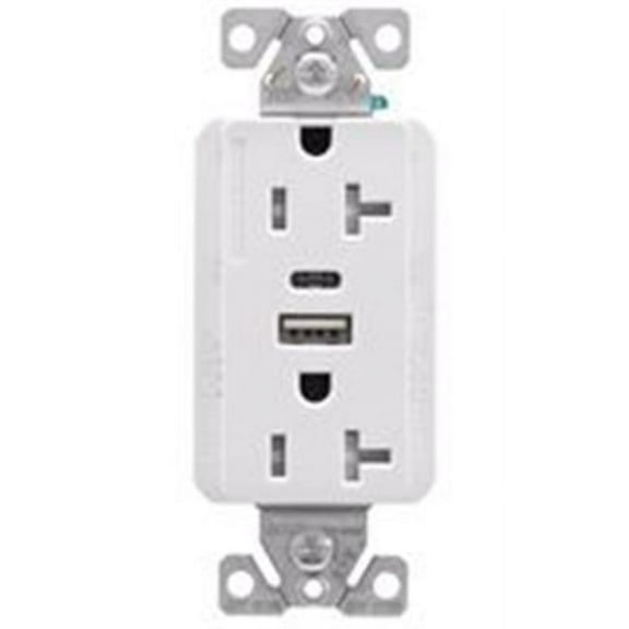 Cooper Wiring 4896403 20A Duplex USB Type A-C Receptacles, White