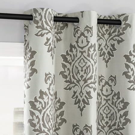 sun zero 2-pack arlo textured thermal insulated grommet curtain panel pair brown/damask 40 w x 84 l