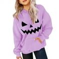 thumbnail image 2 of XXWXYD Women’s Halloween Hoodie, Oversized Pumpkin Print Sweatshirt Soft Cotton Pullover with Hood Cute Casual Streetwear P𝖺rty Holiday Outfit, 2 of 6
