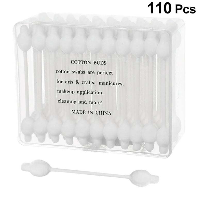 110pcs of 2 Box Disposable Swab Double-headed Cotton Bud Portable Q-tips Cleaning Sticks Multi-Use Cotton Swab for Home Baby Travel (55pcs for One Box