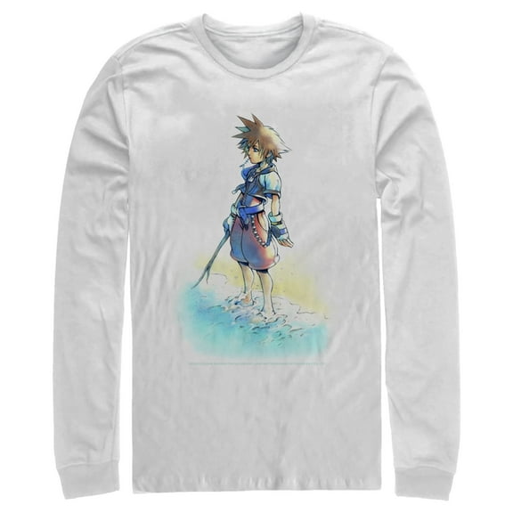 Men's Kingdom Hearts 1 Hero by the Shore Long Sleeve Shirt White Large