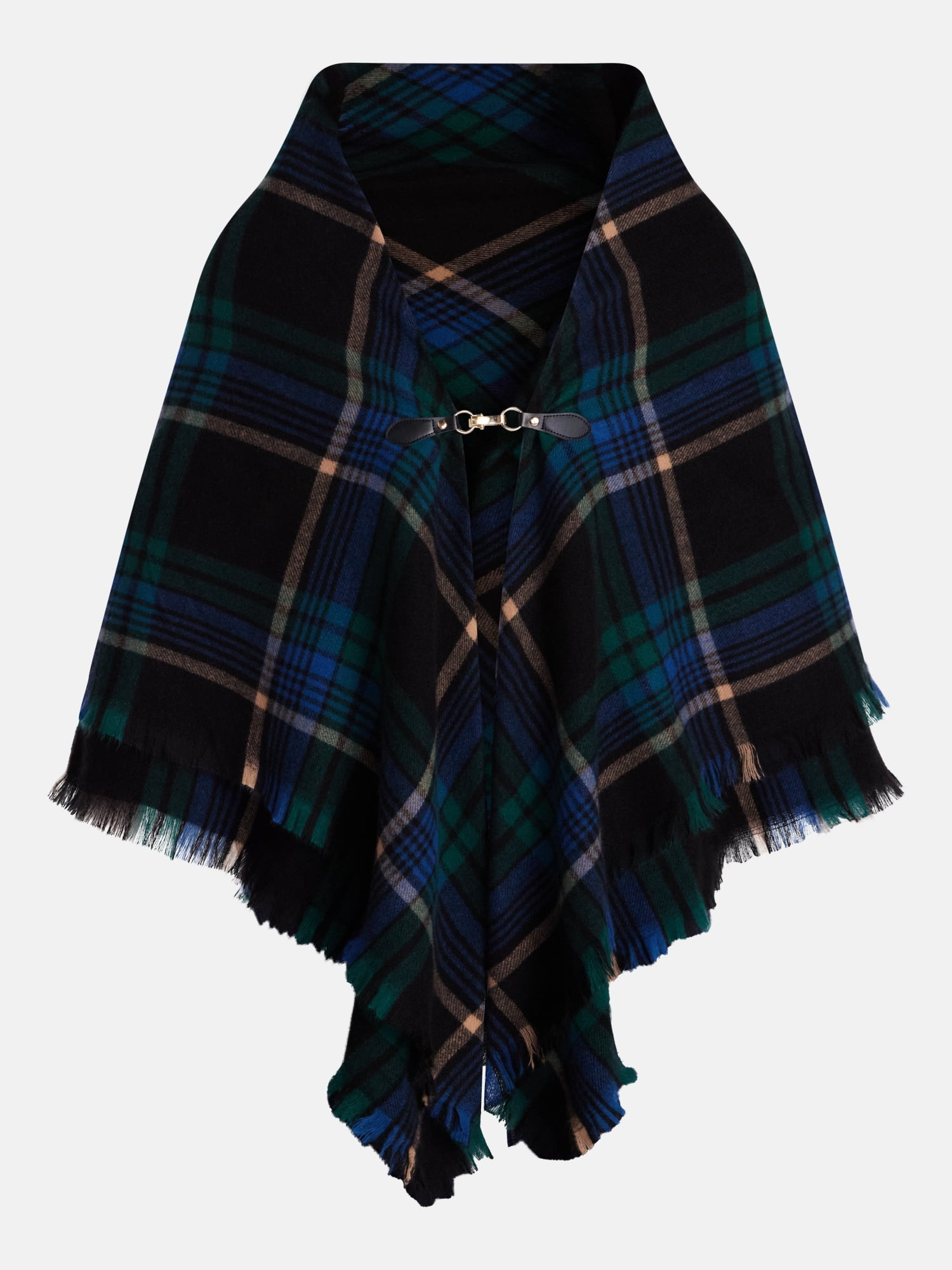 Time and Tru Women's Plaid Poncho with Clasp, Sizes S/M-L/XL