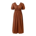 thumbnail image 5 of Daznico Robes Élégantes pour Femmes, Robe à Manches Bouffantes Col en V Taille Haute et Dos Ouvert Fendu, Robes pour Femmes Cache Ventre, 5 of 5