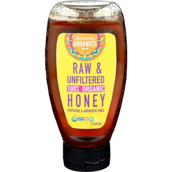 Heavenly Organics 100% Organic Honey, Raw & Unfiltered, 16 oz (454 g)