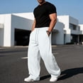 thumbnail image 7 of Mens Lightweight Baggy Sweatpants Wide Leg Casual Workout Pants | Premium Cotton Blend, Elastic Waist Inner/Outer Drawstring, 7 of 7