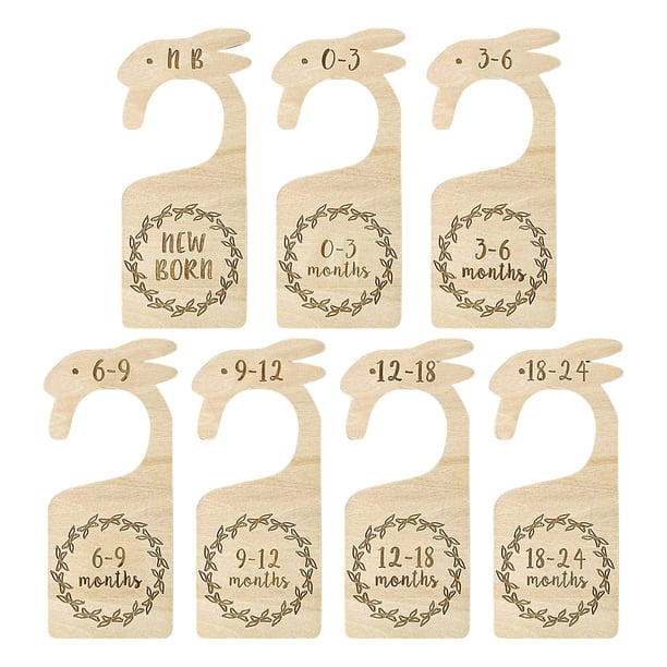 ¡Venta caliente! Divisores de armario de madera para bebés Organizadores de armarios para bebés Diseño grabado para cualquier decoración de guardería Juego de 7 adorables organizadores