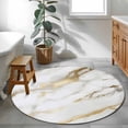 thumbnail image 4 of Round Area Rug 4ft,Modern Simple Marble Texture Washable Carpet Non-Slip Runner Accent Rugs Indoor Floor Mat for Bedroom Living Room Decor,Abstract Golden Veins, 4 of 9
