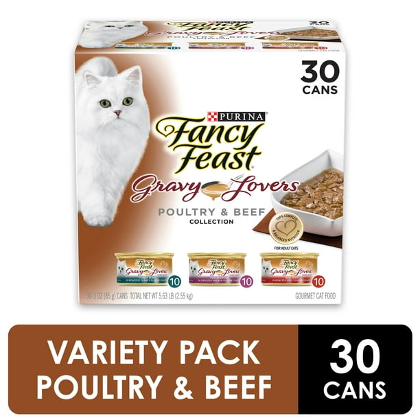(30 Pack) Fancy Feast Gravy Wet Cat Food Variety Pack, Gravy Lovers