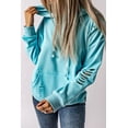 thumbnail image 2 of ABPHQTO Sudadera de mujer color turquesa con capucha, rotos y bolsillo canguro, 2 of 5