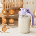 thumbnail image 5 of Breast Milk Pitcher, Mason Jar 32 oz, Heavy Duty Wide Mouth Jar with Purple Flip Cap Lid and Pour Spout, Formula Pitcher Airtight Seal for Freshness and Convenience, Great for Cold Beverages, 5 of 6