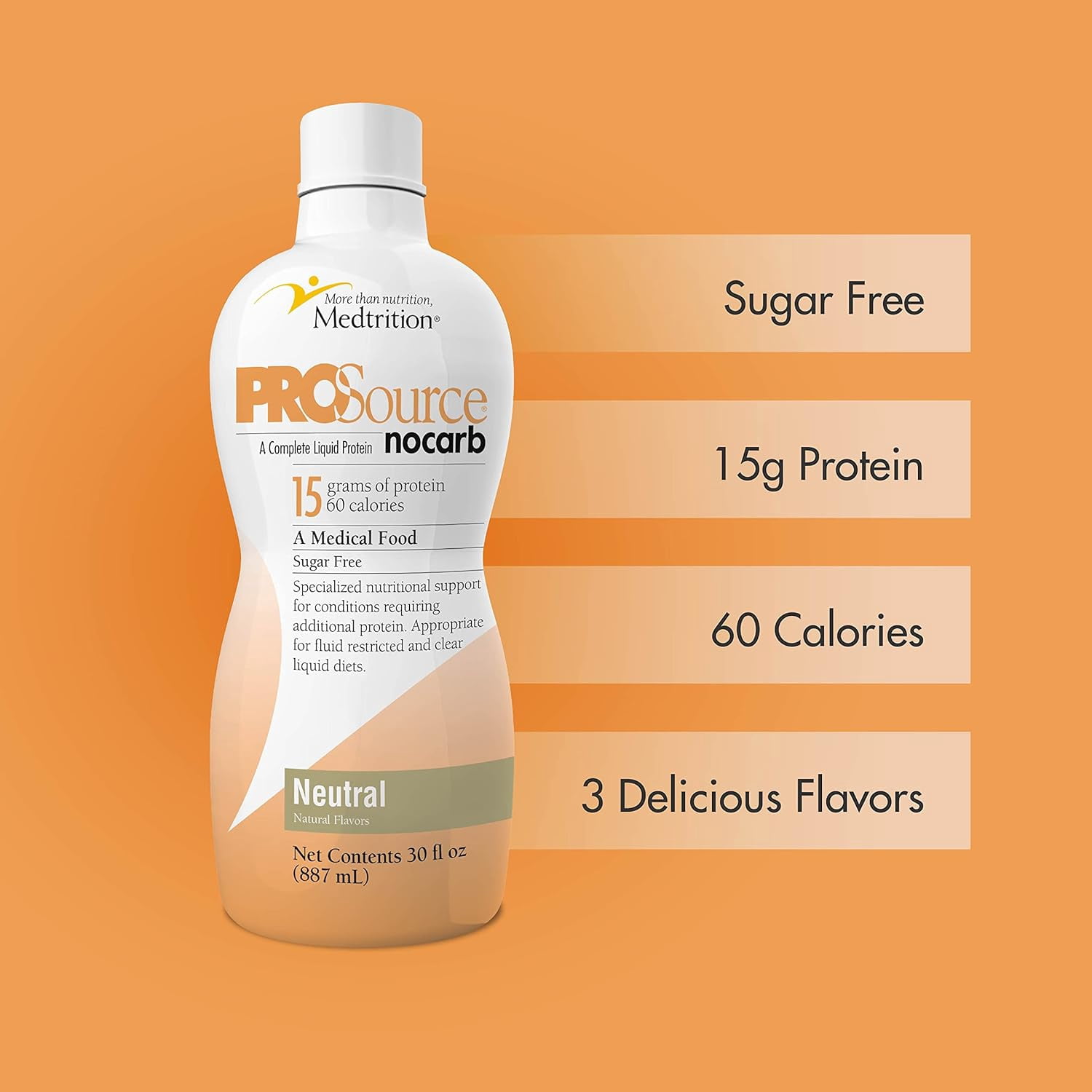 Medtrition Liquid Collagen Peptides Type I & III, 15g Protein per Oz, ProSource NoCarb, 16 oz Bottle