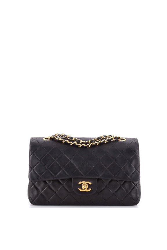 Pre-Owned Vintage Classic Double Flap Bag Quilted Lambskin Medium By Rebag