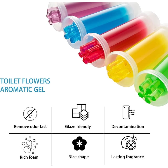 Tal Descuento Sello de gel para inodoro, 5 piezas / 60 unidades Fragancia de flores Baño Desodorante Tazón Limpiador Recargas de varita de inodoro ShuxiuWang 8390613513342