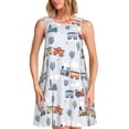thumbnail image 1 of Xecao Trains et Cactus pour Robes d'Été pour Femmes Robes Décontractées de Plage Sans Manches avec Poches, 1 of 7