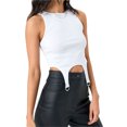 thumbnail image 2 of VISgogo - Camiseta sin mangas con cuello redondo para mujer, sin mangas, color sólido, ajustada, sin mangas, camisola con hebillas en la parte inferior de verano VISgogo moda, 2 of 3