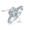thumbnail image 5 of Bling Jewelry Womens Classic 4CT CZ Round Solitaire Engagement Ring .925 Sterling Silver Cubic Zirconia Thin Pave Band, 5 of 8
