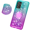 thumbnail image 2 of SOGA Quicksand Cover Cute Girl Phone Case Compatible for Samsung Galaxy A82 5G Case, Samsung Galaxy Quantum 2 Case, with Ring for Magnetic Car Mounts, Lanyard, Tempered Glass - Purple / Teal, 2 of 4