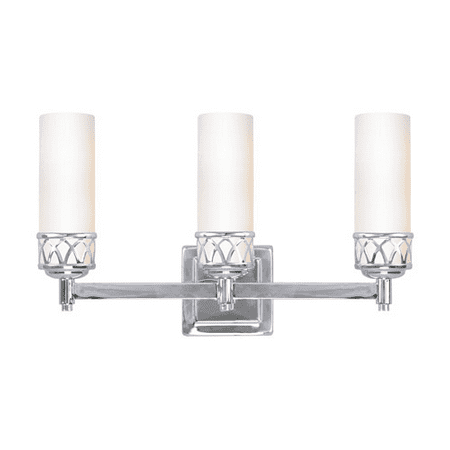 

Bathroom Vanity 3 Light With Hand Blown Satin White Glass Chrome size 17.5 in 180 Watts - World of Crystal