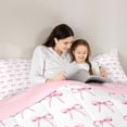 thumbnail image 5 of Manfei Girls Princess Bow Bedding Comforter Set, Cartoon Love Heart Print Twin Comforter Sets, Kawaii Pink Bowknot Reversible Bedding Set, Luxury Bedroom Decor, 2-Piece, 5 of 8