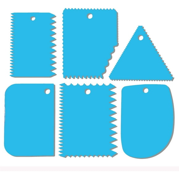 Cake Smoothing Scraper,Dough Scraper Frosting Scraper Polishing Tool,Frosting Smoothing Plastic Serrated Cake Frosting Kitchen Baking Cake Edge(blue)