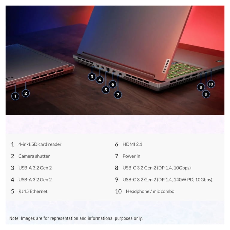 Lenovo Legion Slim 5 Gaming Laptop, AMD Ryzen 7 8845HS, 32 GB DDR5