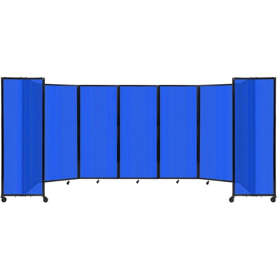 Versare Polycarbonate Room Divider 360 Portable Wall Partition | Freestanding Office Dividers | Locking Wheels | Privacy Screen Panels - 19'6" x 6'10" Blue Thermoplastic Polymer