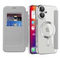 thumbnail image 5 of for iPhone 16 Case Compatible with Magsafe, Slim Fit Flip Protective PU Leather Wallet Case with RFID Blocking Card Slot Build-in Len Protector for iPhone 16, Gray, 5 of 8