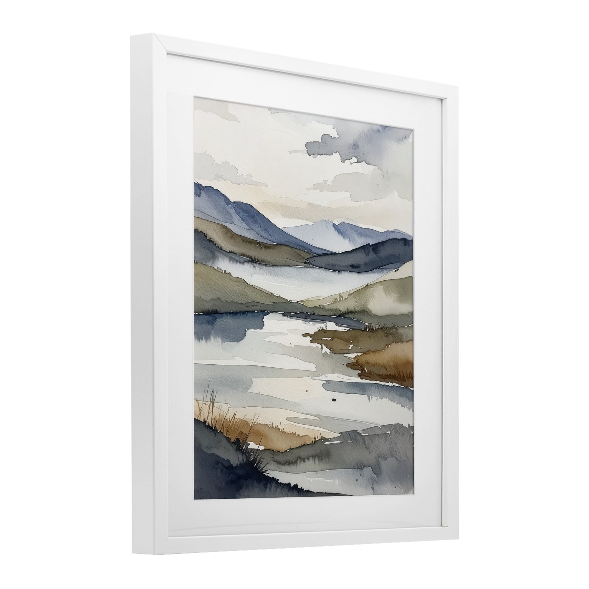 Stupell Industries Flow Of Water Pond White Framed Print Under Glass, design by Alonza Saunders
