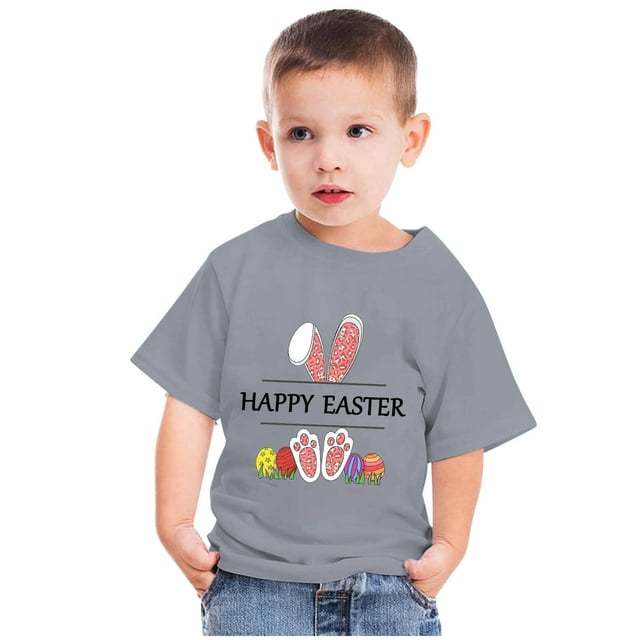 COM1950s Cadeaux de Pâques pour Enfants, Cadeaux de Pâques pour Garçons, Tout-Petits Garçons Filles Mignons Oreilles de Pâques Imprimé Œufs de Pâques Col Rond Manches Courtes, Cadeaux pour Filles, Shorts pour Filles, Cadeaux de Pâques pour Tout-Petits