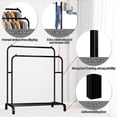 thumbnail image 4 of Clothes Rack, Double Rods Garment Rack with Storage Shelf, Clothing Rack for Hanging Clothes, Multi-functional Bedroom Clothes Rack, Black, 4 of 7