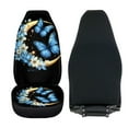 thumbnail image 4 of ZIATUBLE Moon Butterfly Flower Front Seat Cover Set Stretchy Car Front Seat Protector 2 Piece Auto Interior Accessories Comfortable Driver Seat Covers for Women Fit Most Cars Sedan SUV Van, 4 of 7