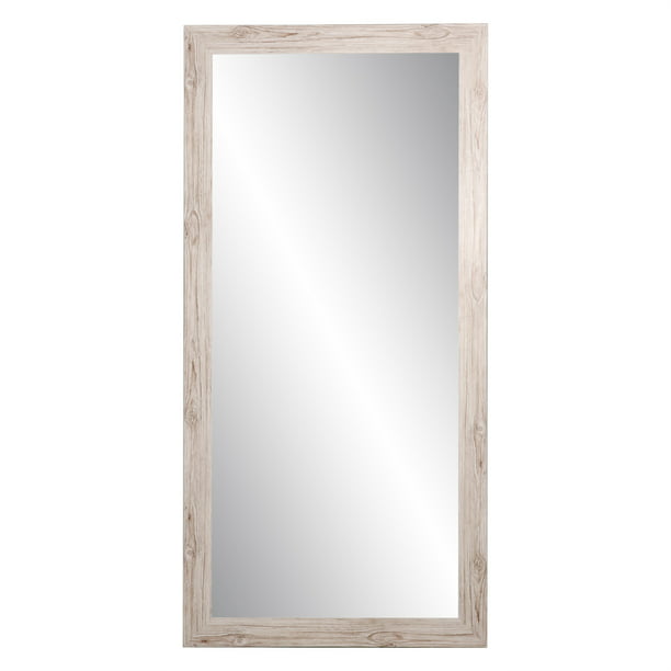 Weathered White Barnwood Framed Floor, Tall Floor Leaner Mirror