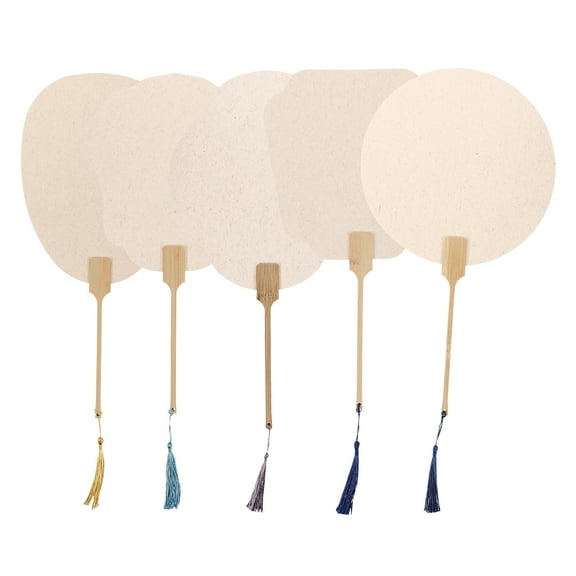 Parvistic 5pcs DIY Unfinished Paper Fans Blank Decorative Fans Painting Fans Drawing Hand Fans for Crafting