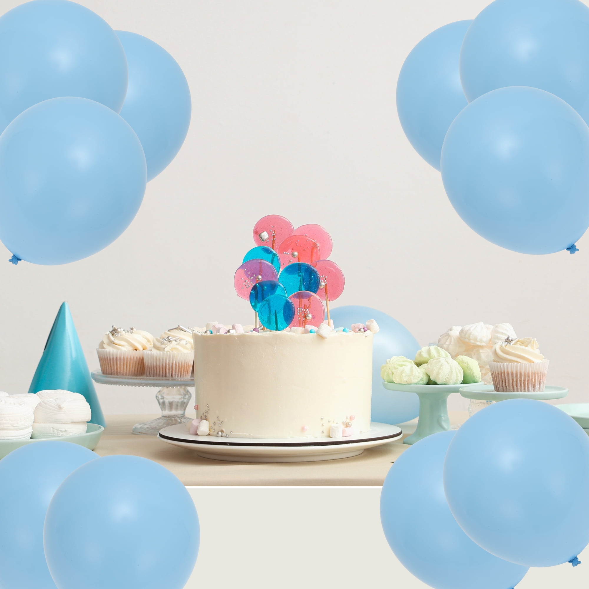Unique Bargains 20 Pcs Latex Party Balloons 10-inch Round Helium Balloon Light Blue