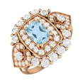 thumbnail image 2 of 6X4mm Cushion Shape Blue Topaz 925 Silver Rose Plated Cocktail Women Valentines Day Gifts Ring, 2 of 4