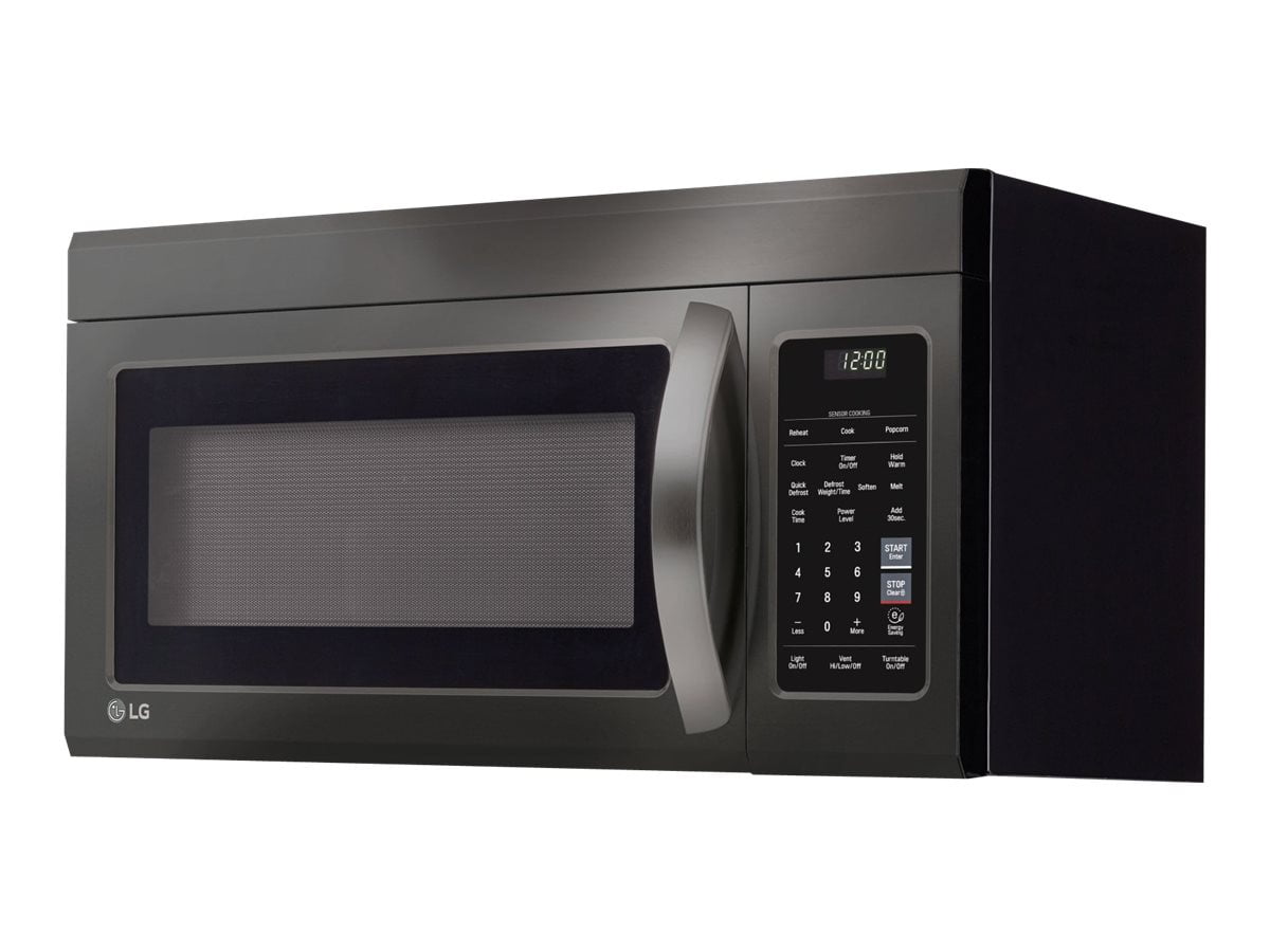 black stainless steel microwave over the range