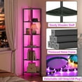 thumbnail image 6 of 6 Tier Corner Shelf with LED Light, 67.5” Tall Standing Shelf Organizer, Black Narrow Bookshelf with Storage Rack for Wall Corner, Living Room, Bedroom, Metal Frame, Wood Display Shelf, 6 of 18