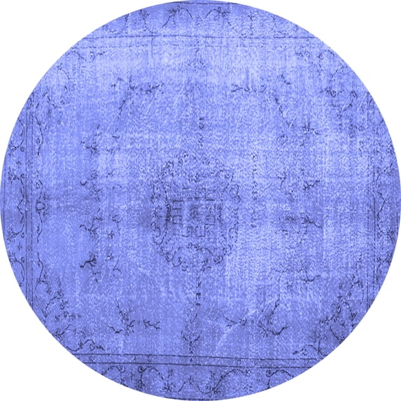 Ahgly Company Machine Washable Indoor Round Persian Blue Traditional Area Rugs, 8' Round