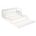 thumbnail image 4 of Twin XL Daybed, Wood Daybed Frame with 2 Trundles, 3 Storage Cubbies, 1 Light for Free and USB Charging Design, Space Saving Bed for Bedroom Guestroom Dorm, No Box Spring Needed, White, 4 of 9