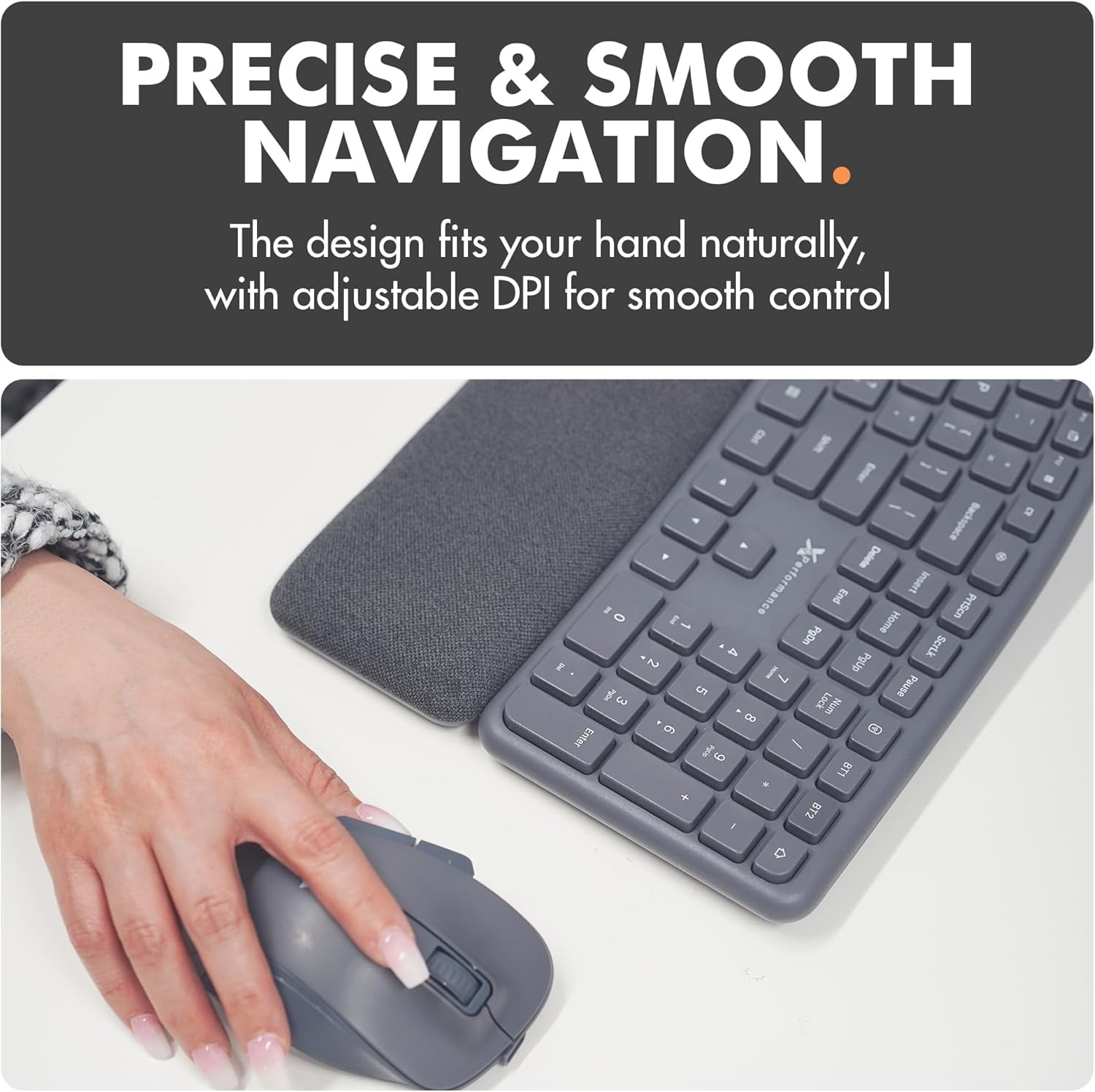 X9 Split Ergonomic Keyboard Mouse Wireless Combo - Type Comfortably - 2.4G/Bluetooth Ergo Keyboard Mouse Wireless, Silent Keys, Wrist Rest, Multi-Device, Rechargeable for Laptop, PC, Mac - Gray
